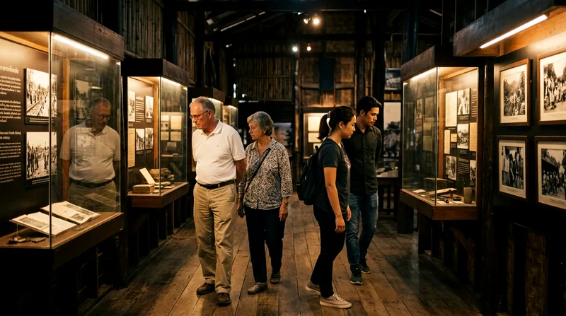 Visitors walking through JEATH War Museum exhibition room at Kanchanaburi